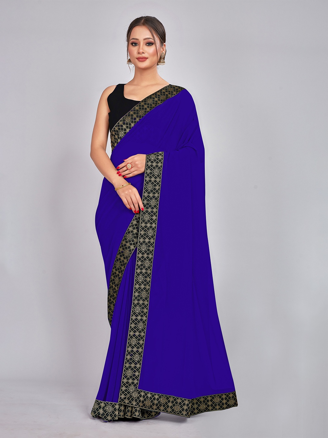 

CastilloFab Pure Georgette Saree, Blue