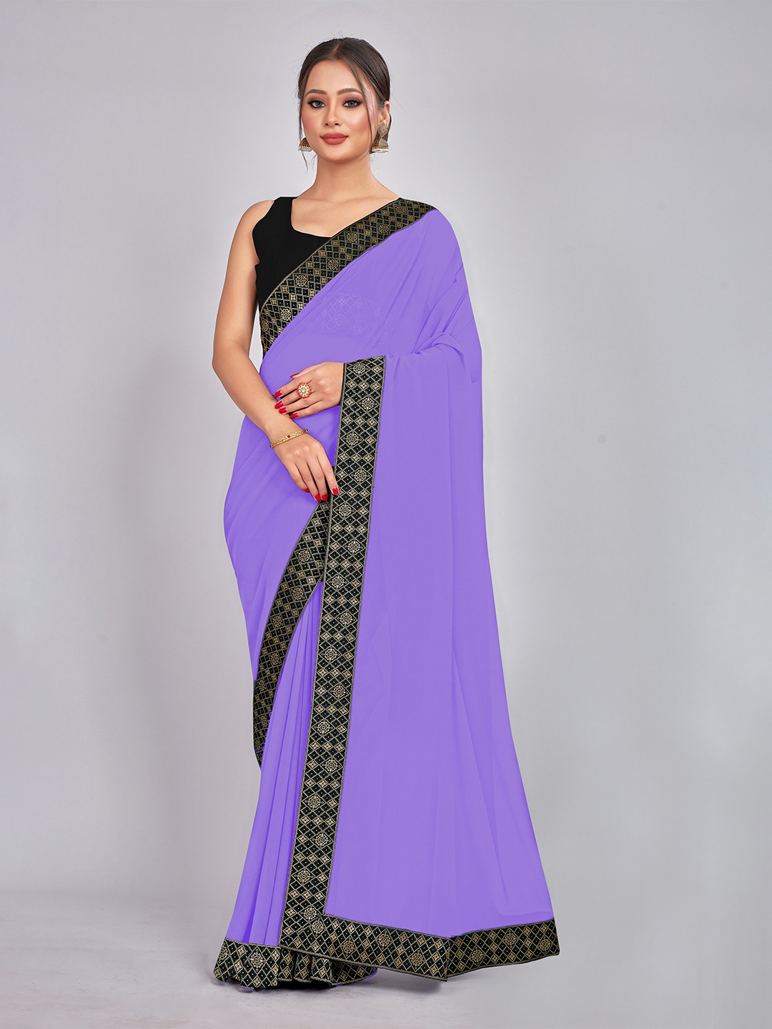 

CastilloFab Pure Georgette Saree, Lavender