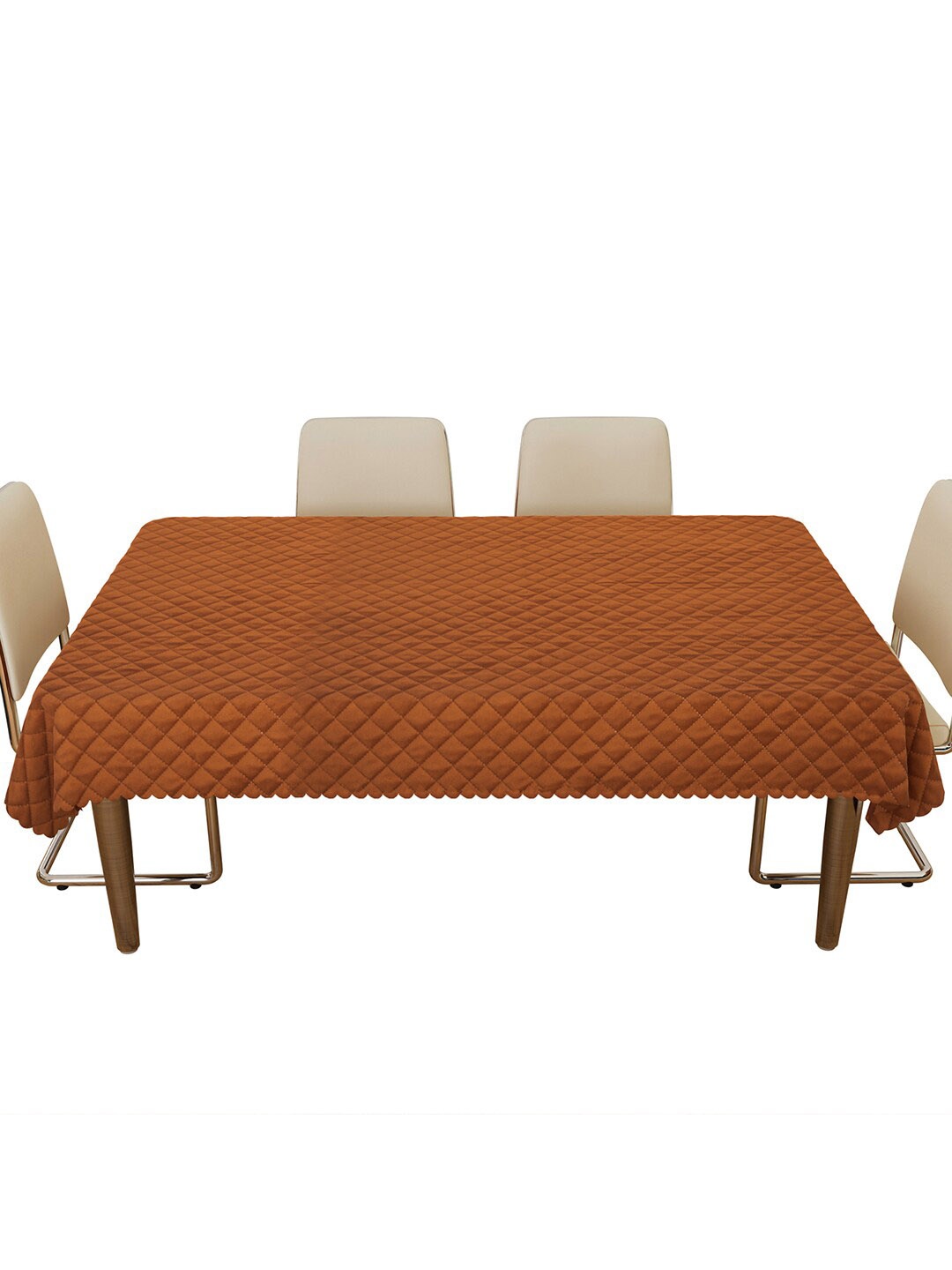 

Kuber Industries Brown Geometric Printed 5-Seater Velvet Table Cover