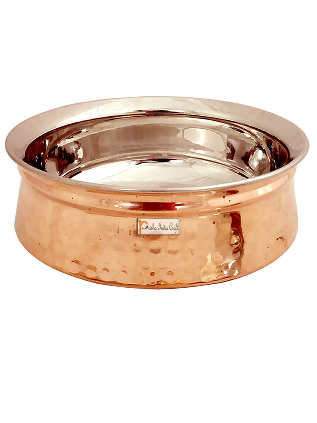 

PRISHA INDIA CRAFT Copper Serving Handi 500 ml, Gold