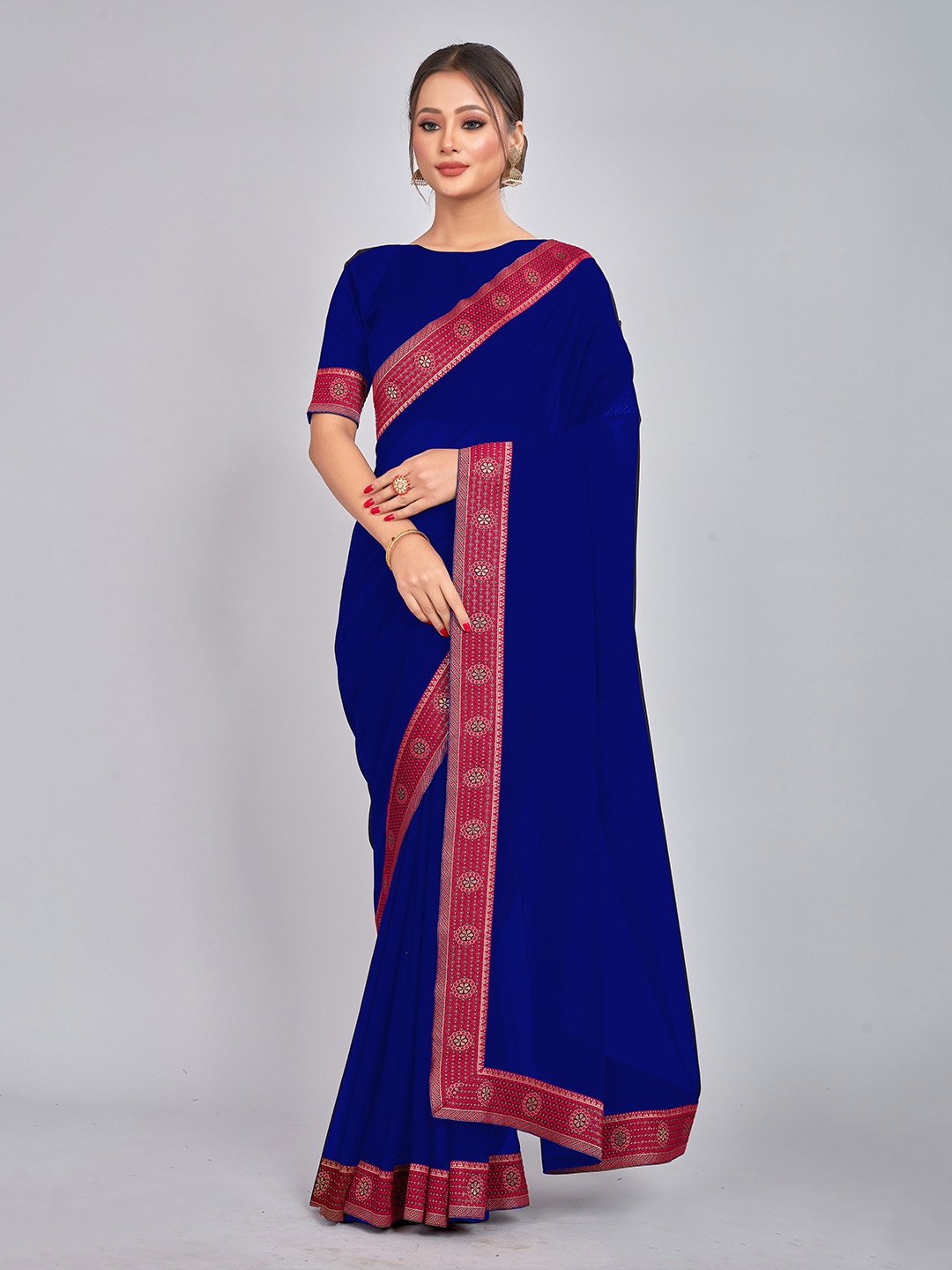 

CastilloFab Pure Georgette Saree, Blue