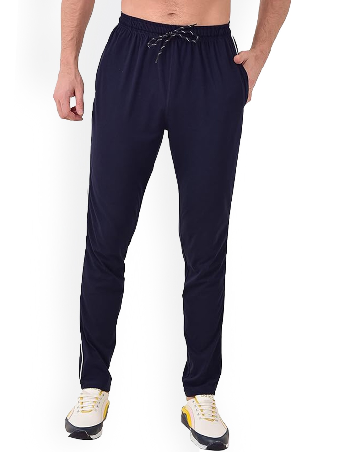 

BAESD Men Cotton Mid-Rise Track Pant, Navy blue