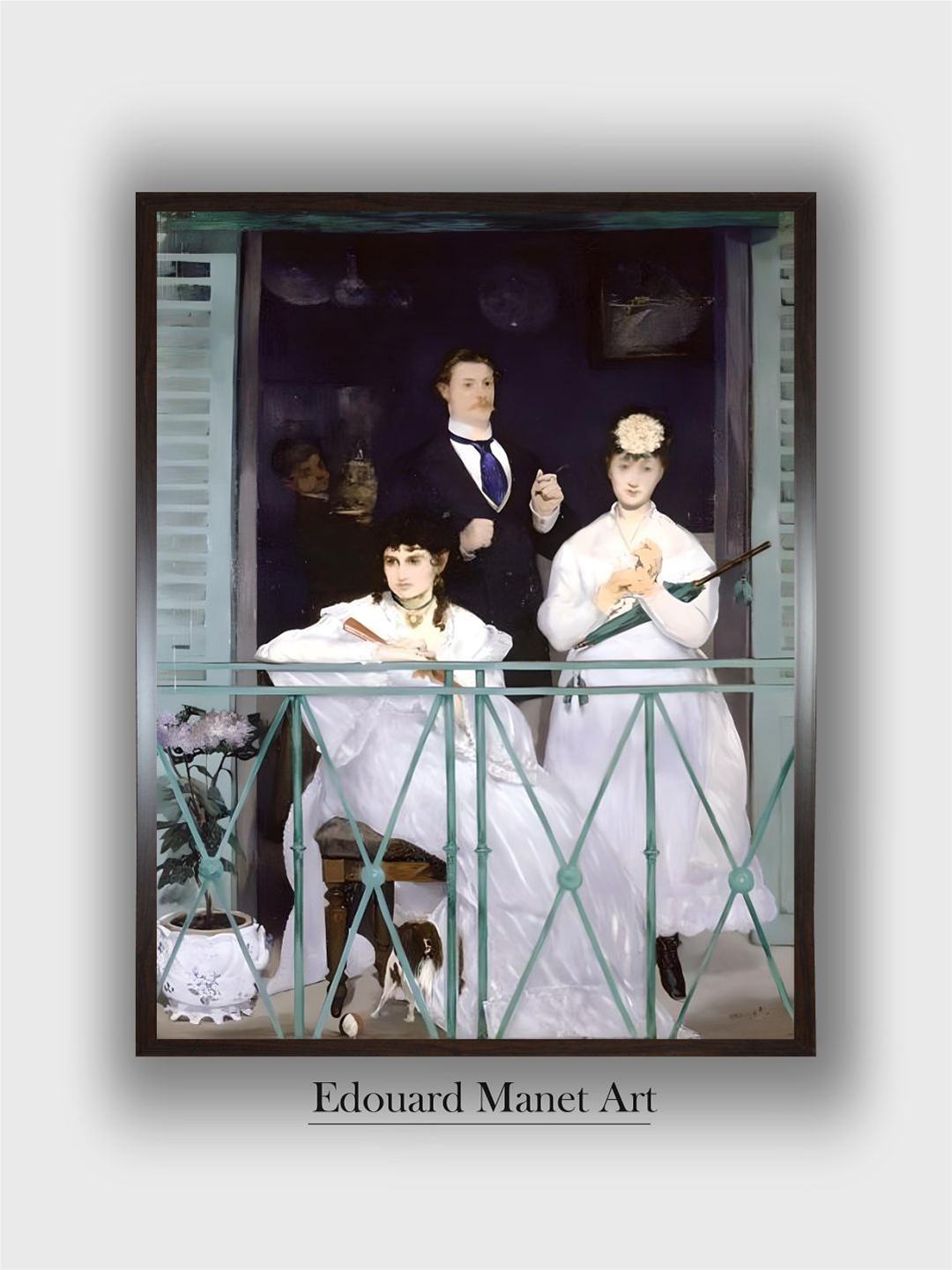 

The Art House Black & White The Balcony Wooden Framed Painting Wall Art