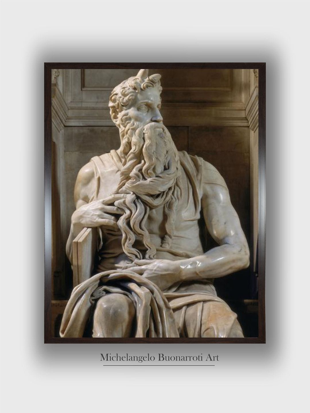 

The Art House Brown & Grey Tomb of Giulio II: Moses Wooden Framed Painting Wall Art