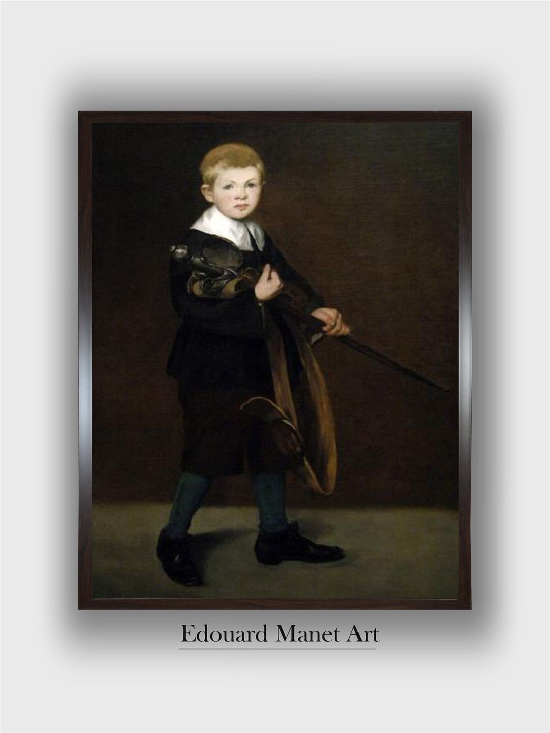 

The Art House Black & Brown "Boy With a Sword" Wooden Framed Painting Wall Art