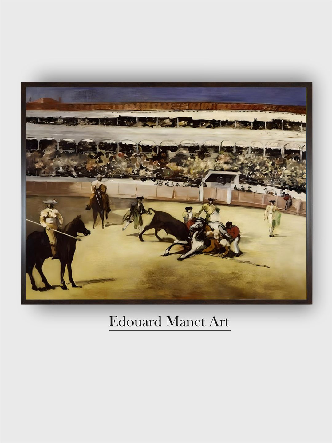 

The Art House Cream-Coloured Bullfight, c.1865 Wooden Framed Canvas Painting Wall Art