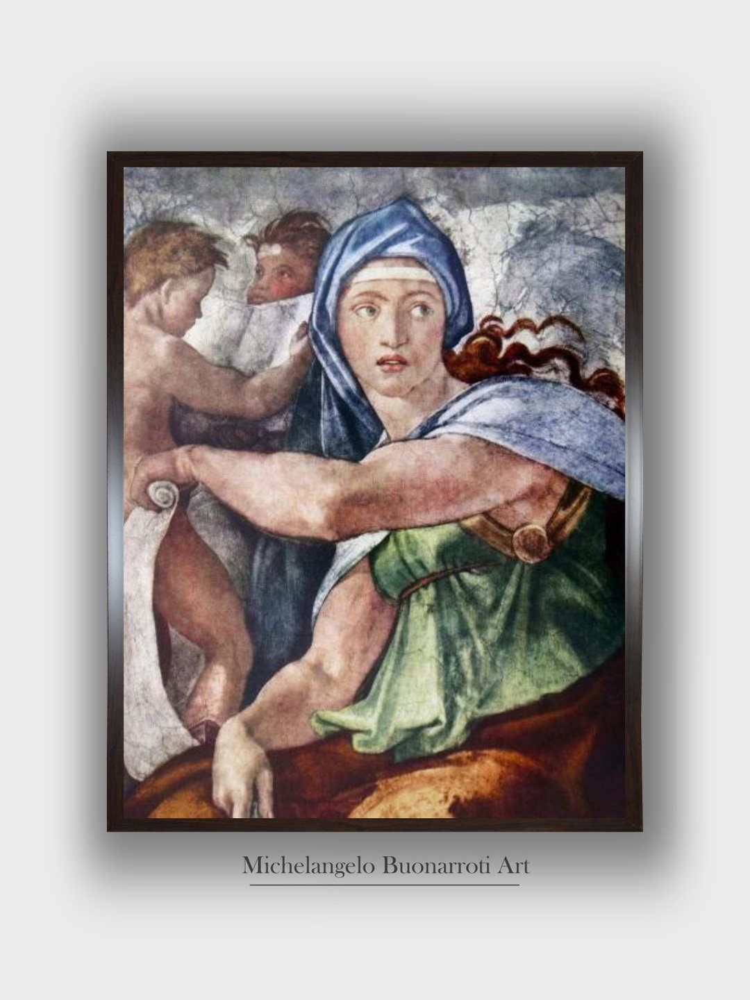 

The Art House Brown & Blue The Delphic Sibyl Wooden Framed Painting Wall Art