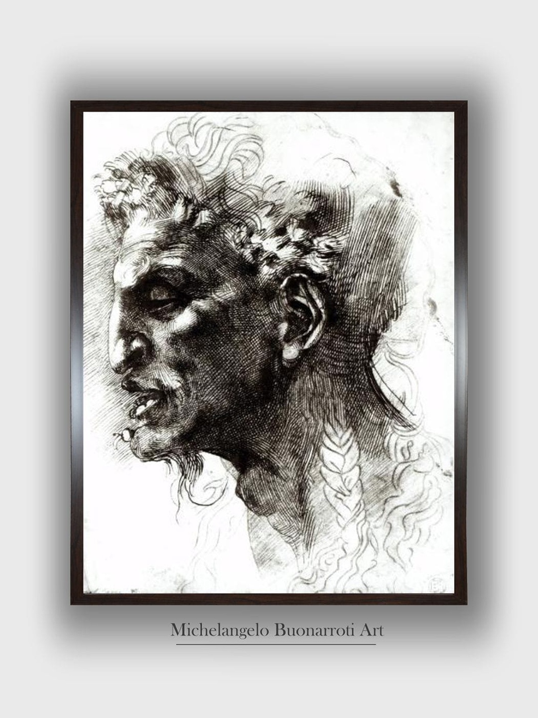 

The Art House Black & Brown Head of a Satyr Wooden Framed Painting Wall Art