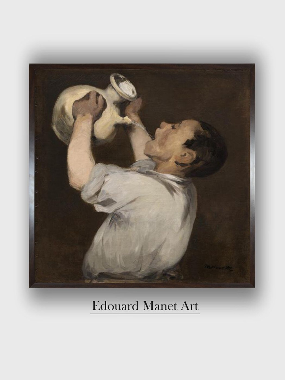 

The Art House White & Brown Boy With Pitcher Wooden Framed Canvas Painting Wall Art