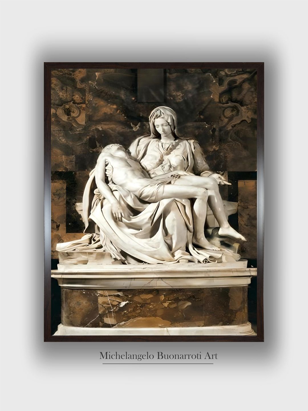 

The Art House Brown & Off White Pieta Wooden Framed Canvas Painting Wall Art