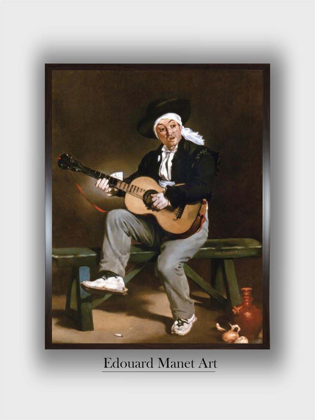 

The Art House Black & White Manet: Guitarero Wooden Framed Painting Wall Art