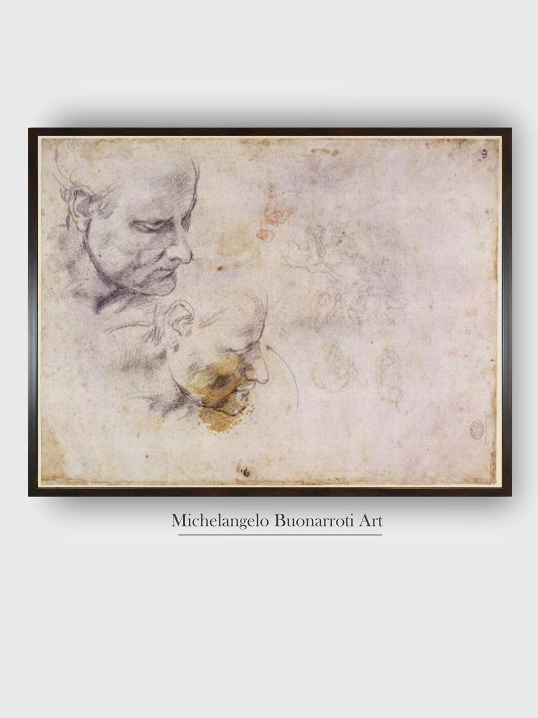 

The Art House Beige W.60 Sketch of a Male Head Wooden Framed Canvas Painting Wall Art