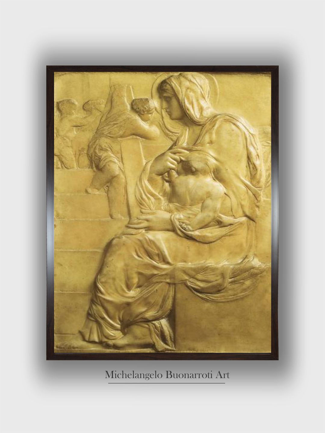 

The Art House Brown & Yellow Madonna of Stairs Wooden Framed Painting Wall Art
