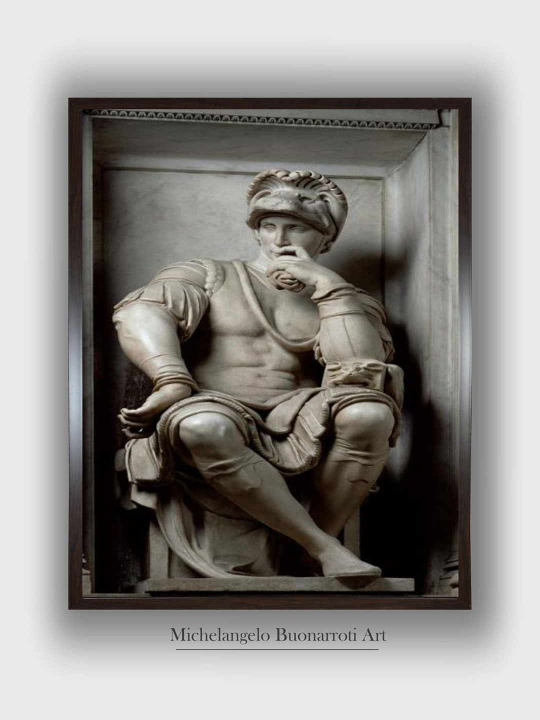 

The Art House Grey Statue of Lorenzo De' Medici Wooden Framed Painting Wall Art
