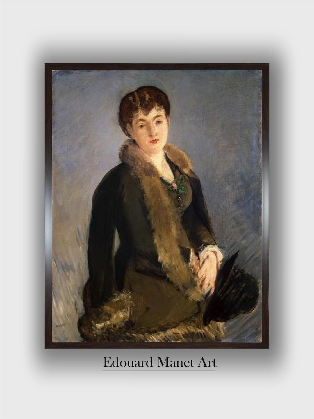 

The Art House Grey & Black Portrait of Mademoiselle Wooden Framed Painting Wall Art
