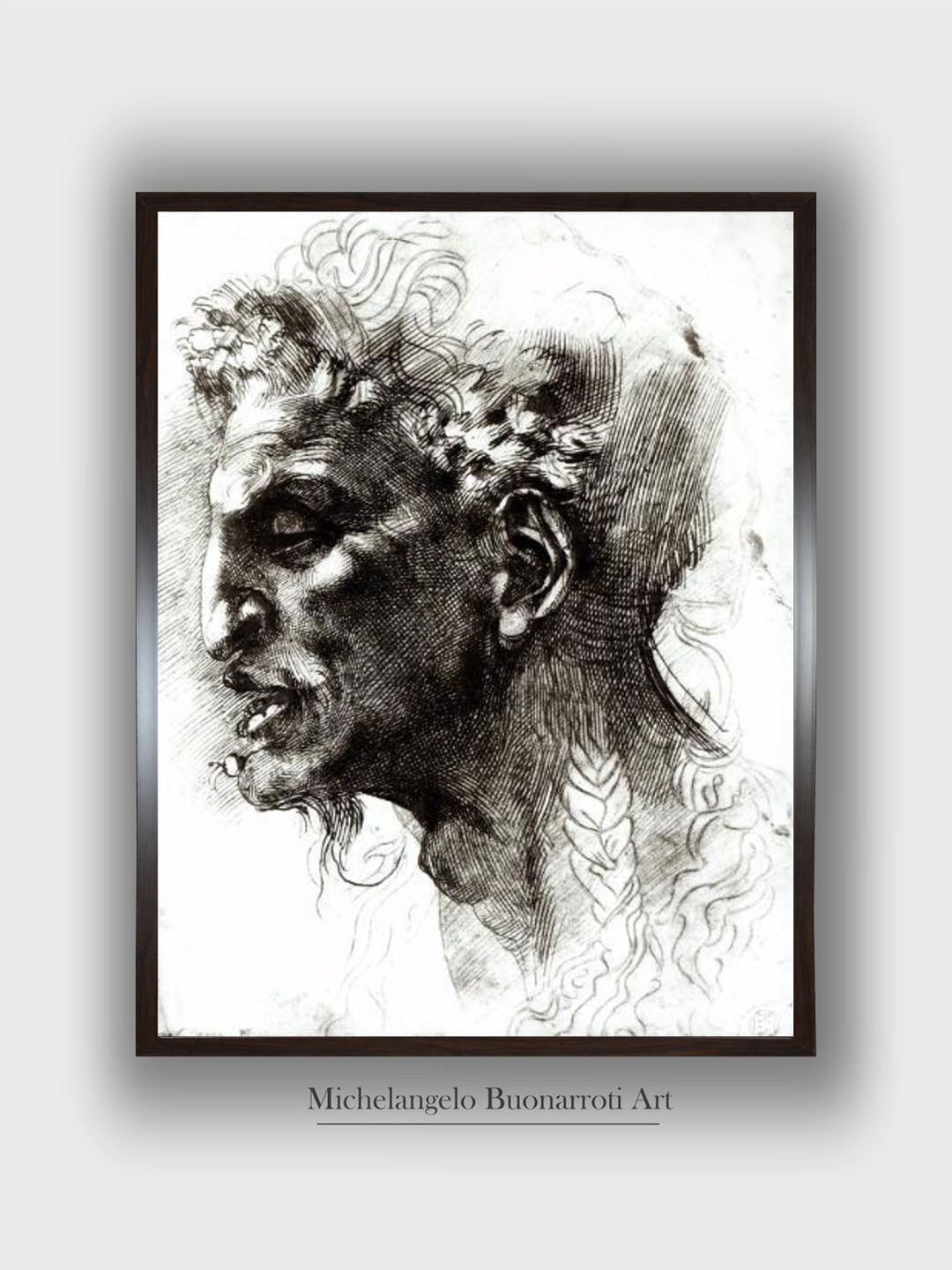 

The Art House Black & White Head of a Satyr Wooden Framed Painting Wall Art
