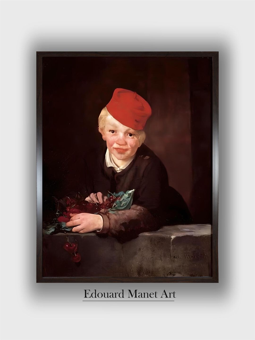 

The Art House Brown & Red The Cherry Thief Painting Wooden Framed Canvas Painting Wall Art