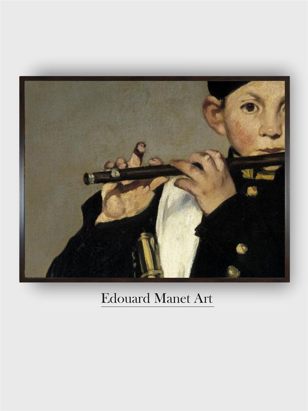 

The Art House Black & Beige A flute player Wooden Framed Painting Wall Art