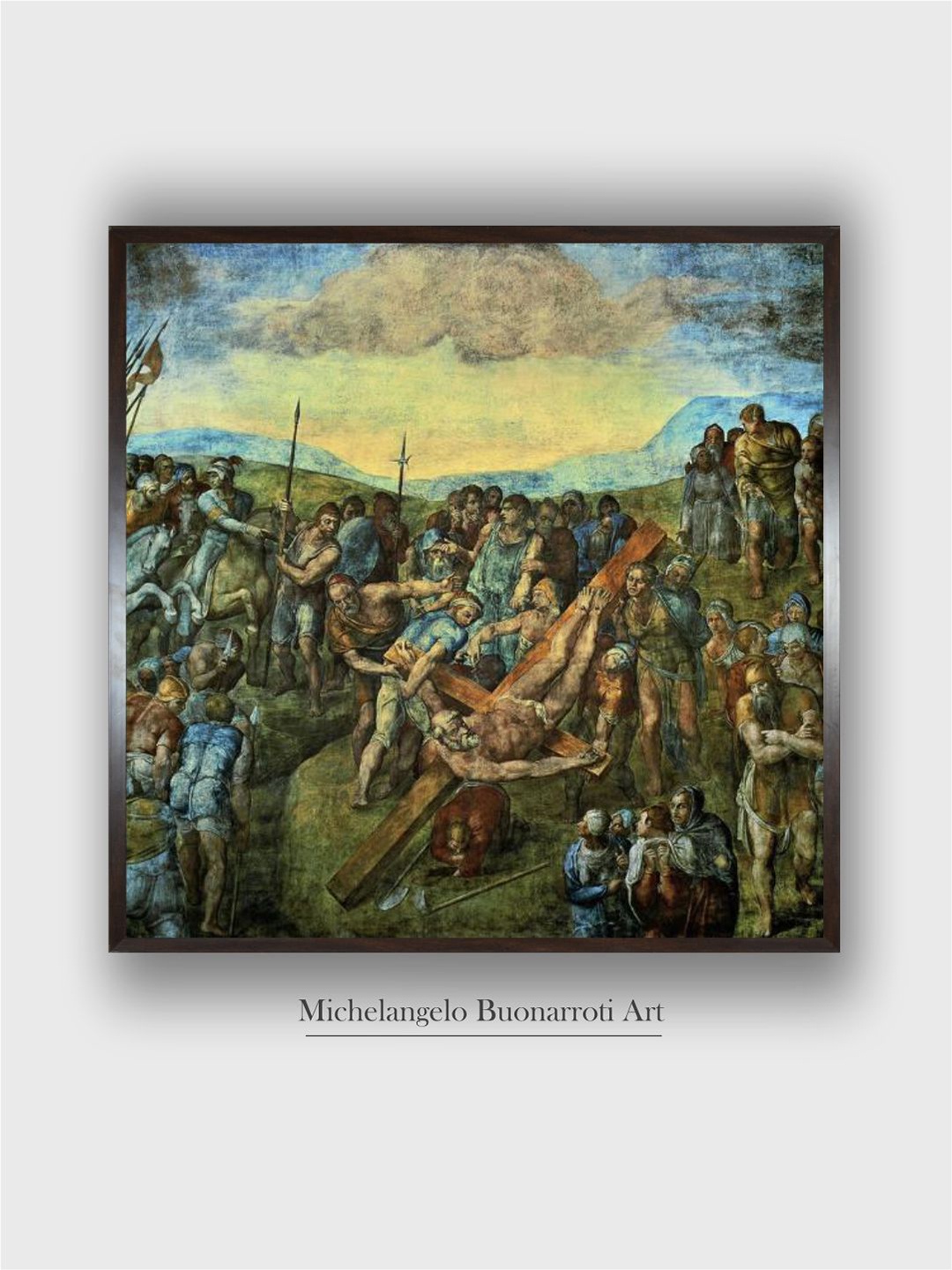 

The Art House Brown & Blue The Crucifixion of Saint Peter Wooden Framed Painting Wall Art