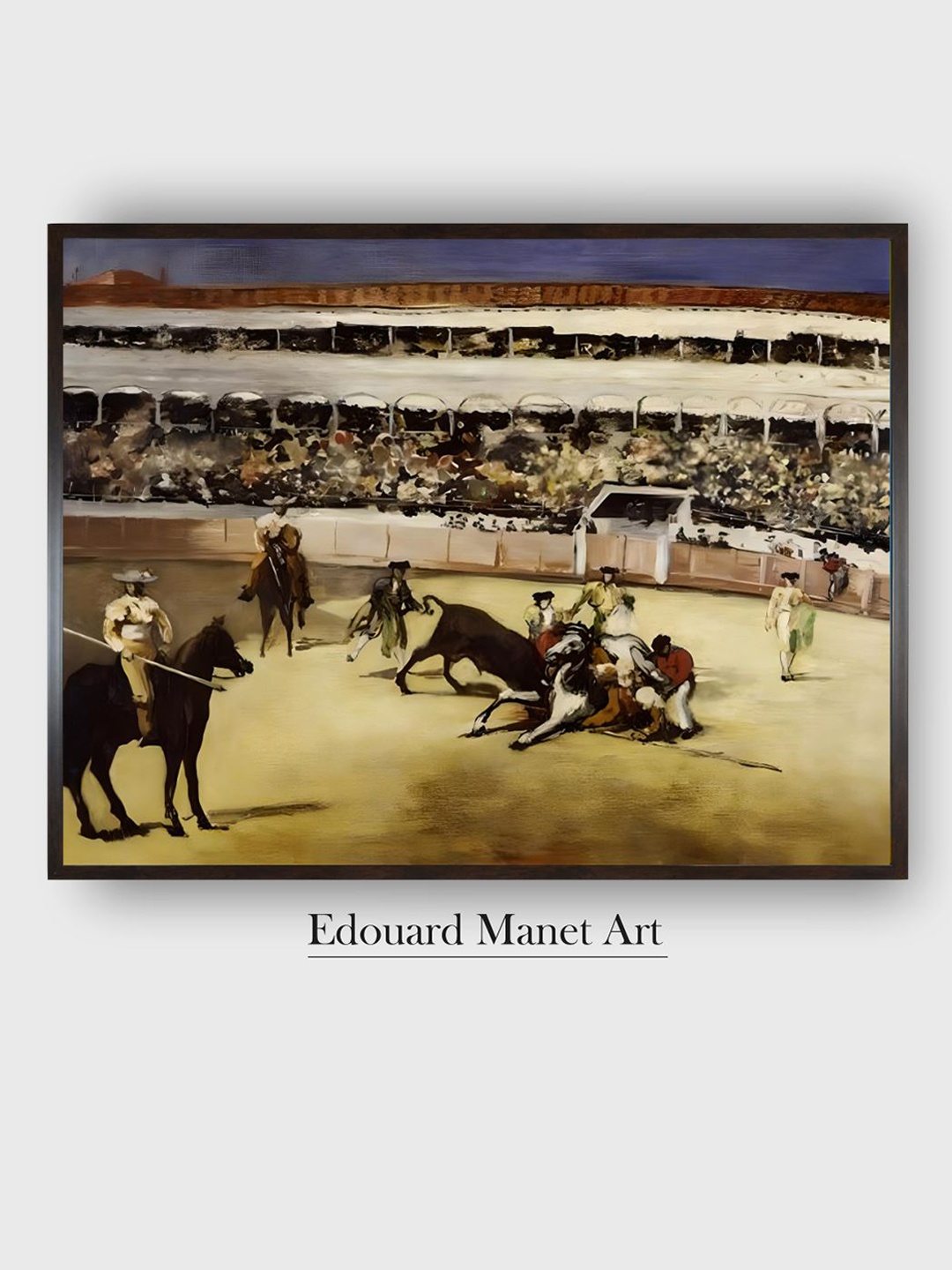 

The Art House Beige Bullfight Wooden Framed Painting Wall Art