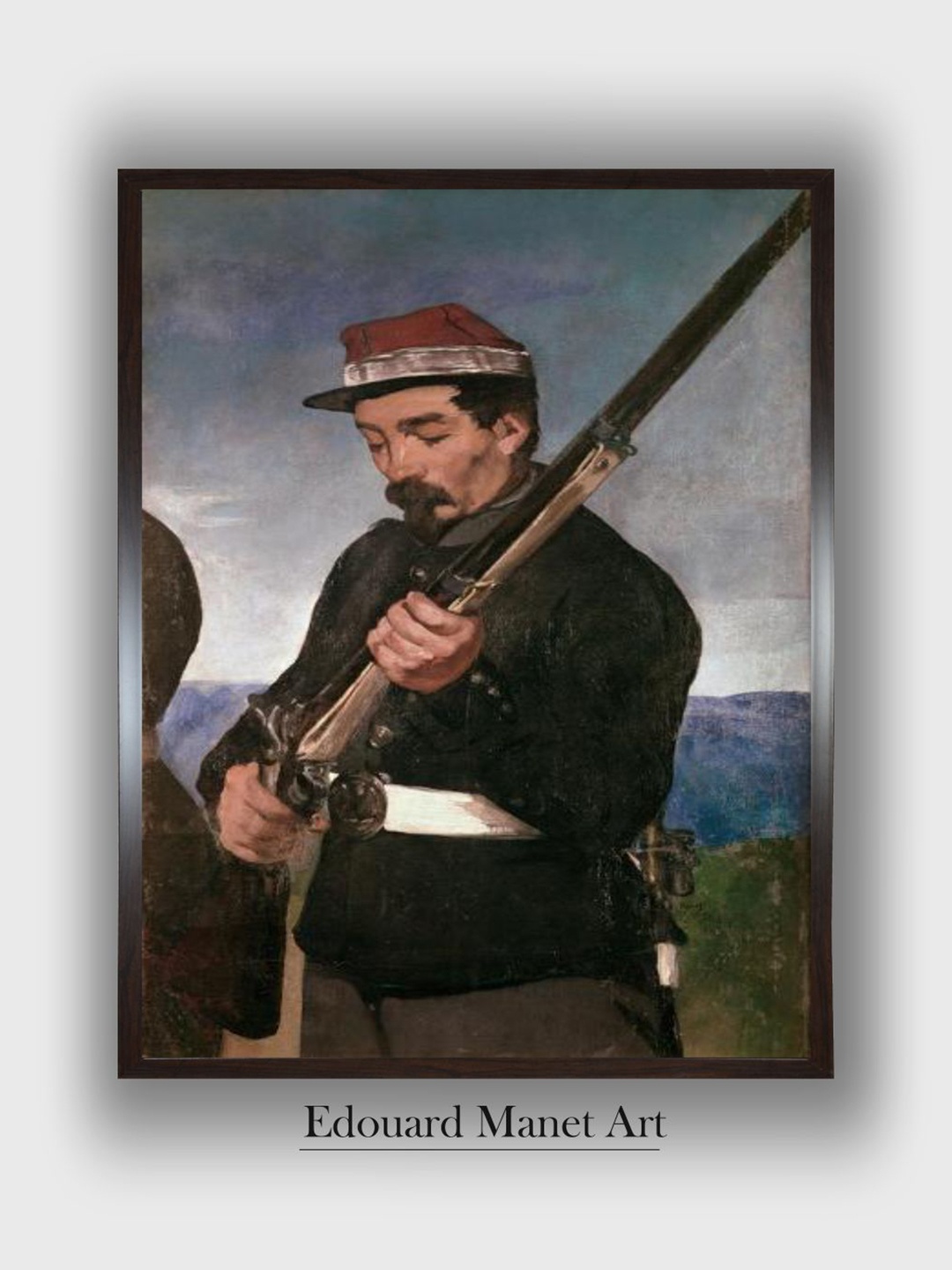 

The Art House Black Officer Holding his Rifle Wooden Framed Painting Wall Art