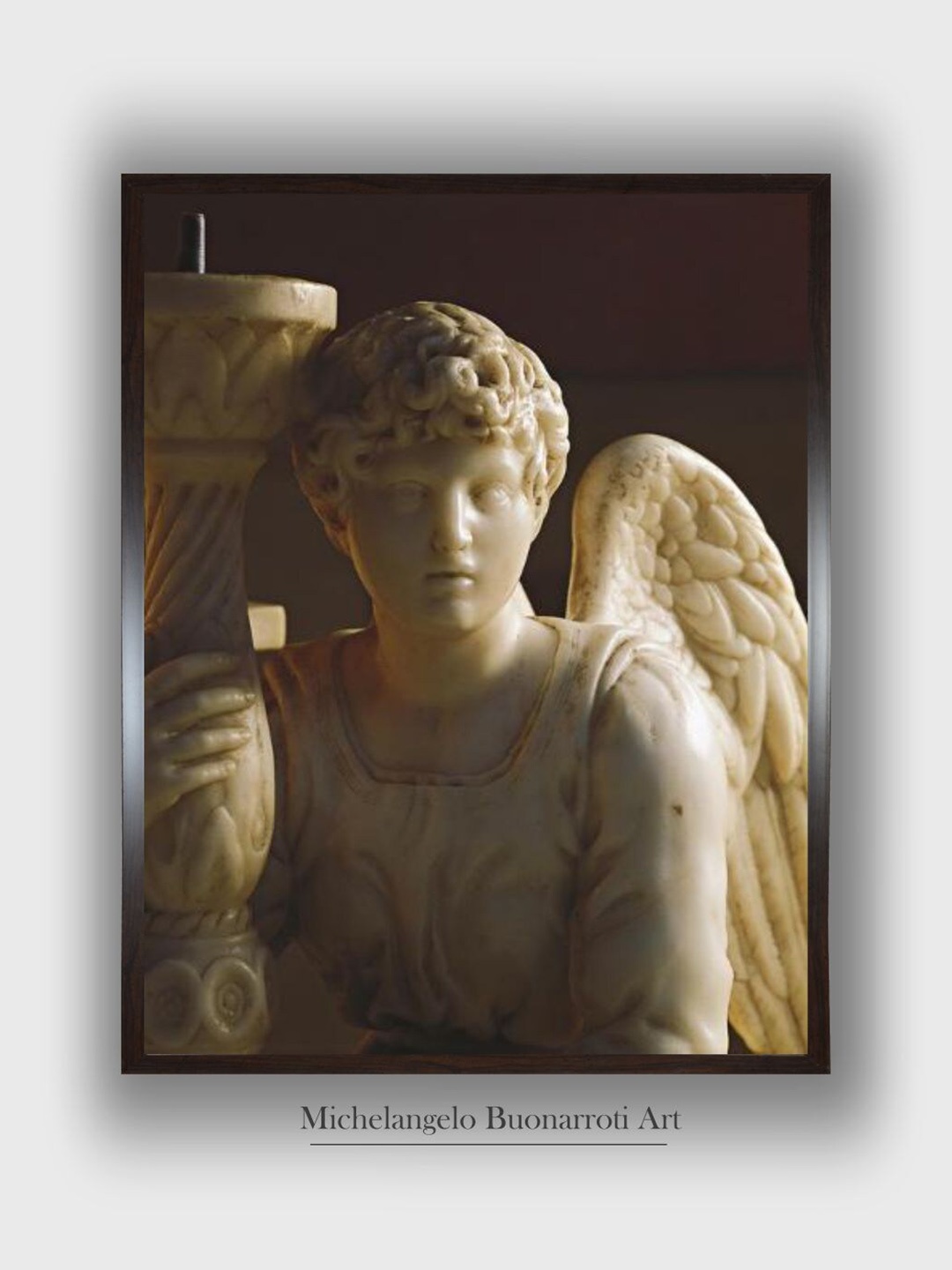 

The Art House White & Black Candleholder Angel Wooden Framed Canvas Painting Wall Art