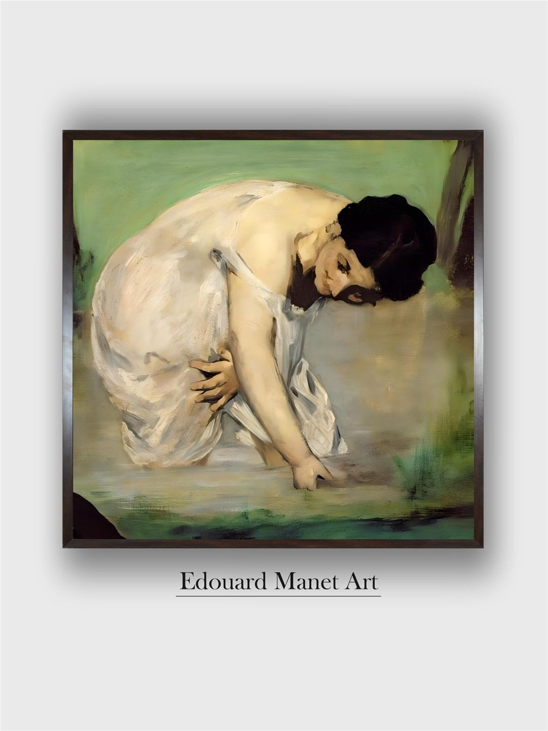 

The Art House Green & White Dejeuner Sur L'Herbe Wooden Framed Canvas Painting Wall Art