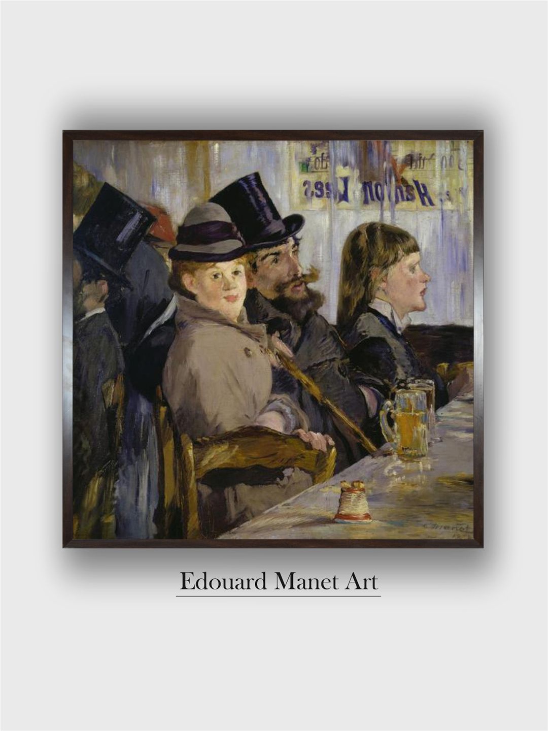 

The Art House Black & White At the Cafe Wooden Framed Painting Wall Art