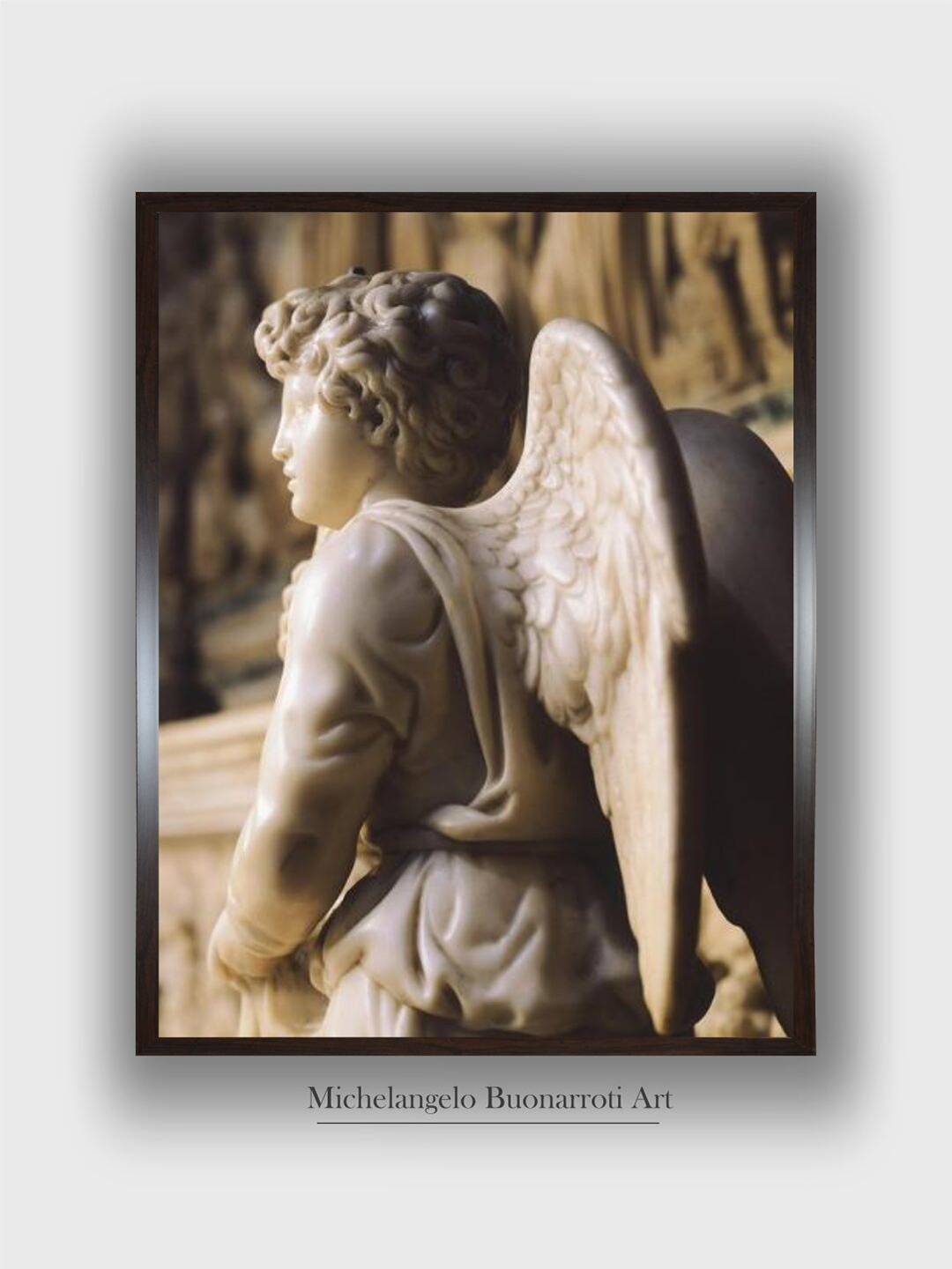 

The Art House Beige Angel Candelabra Wooden Framed Canvas Painting Wall Art