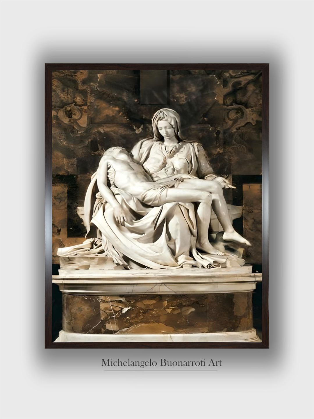 

The Art House White & Black Pieta Wooden Framed Painting Wall Art