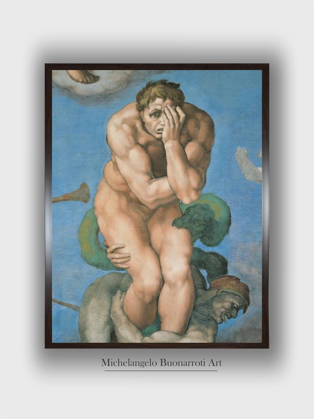 

The Art House Blue & Beige Sistine Chapel Wooden Framed Canvas Painting Wall Art