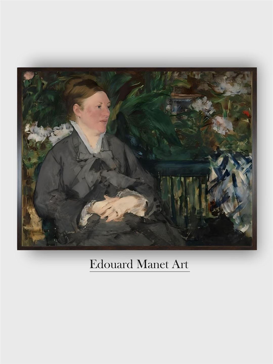 

The Art House Black Madame Manet in the Conservatory Wooden Framed Painting Wall Art