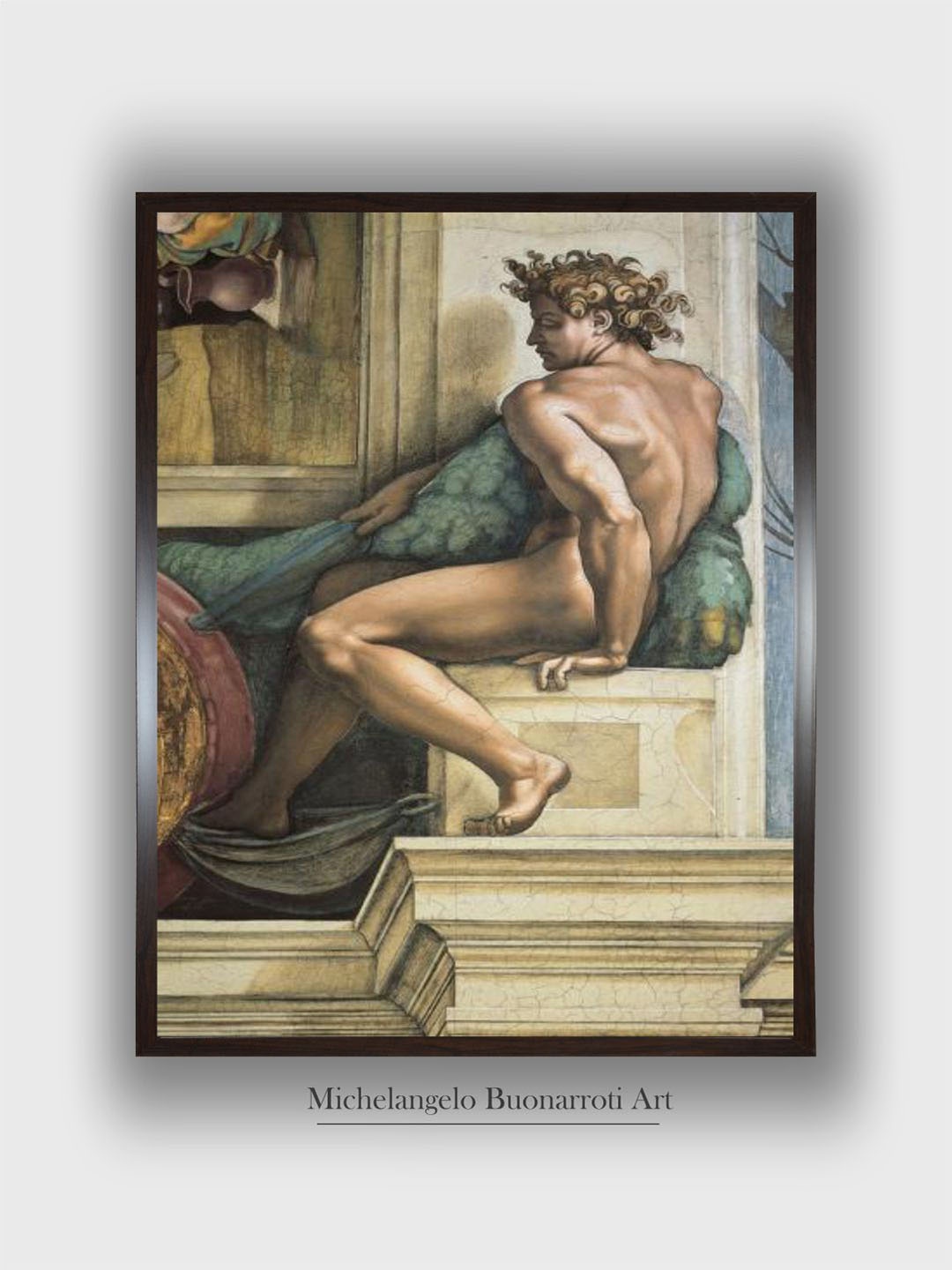 

The Art House Green & Beige Sistine Chapel Ceiling Wooden Framed Painting Wall Art