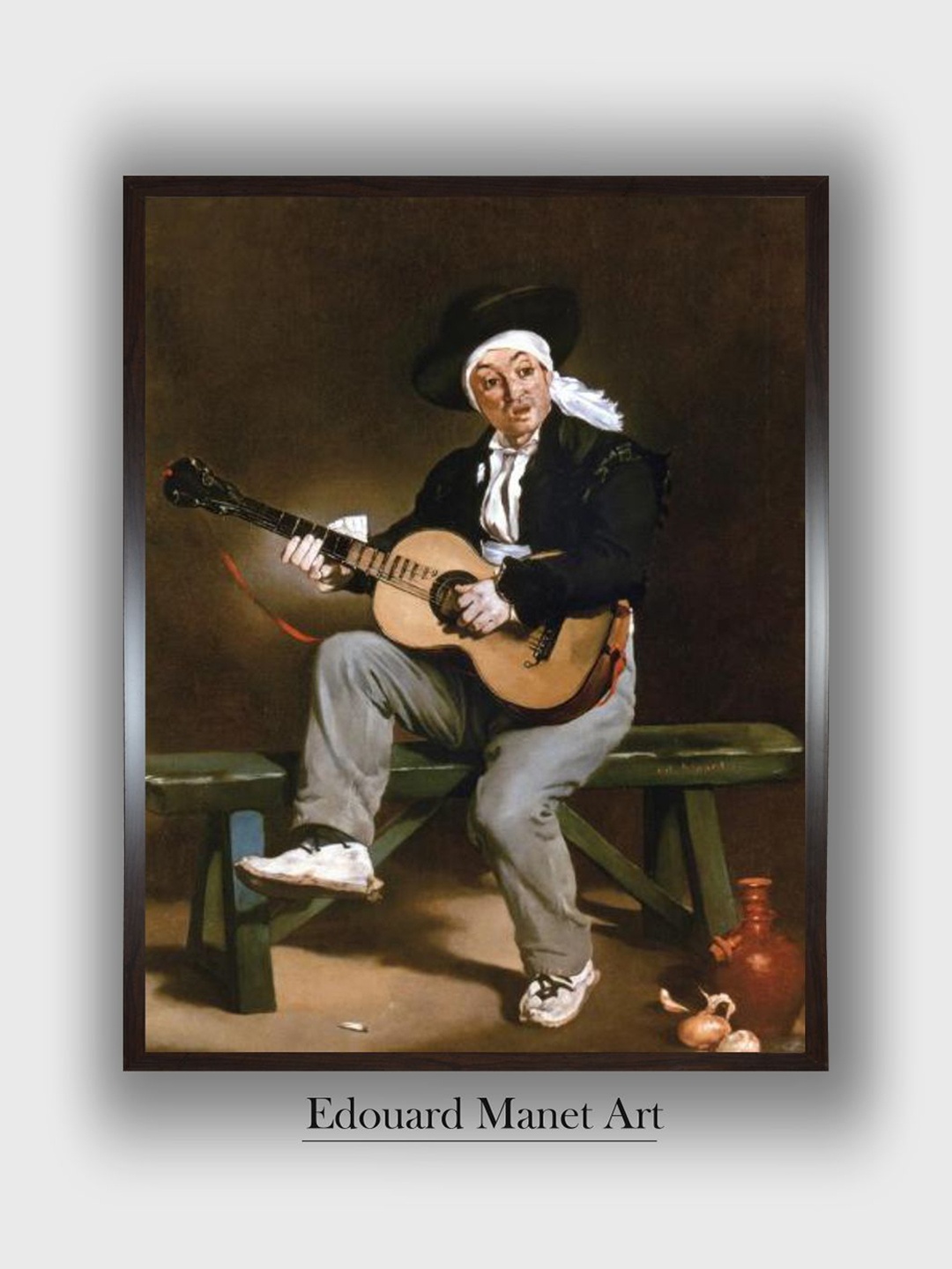 

The Art House Black & White Manet: Guitarero Wooden Framed Painting Wall Art