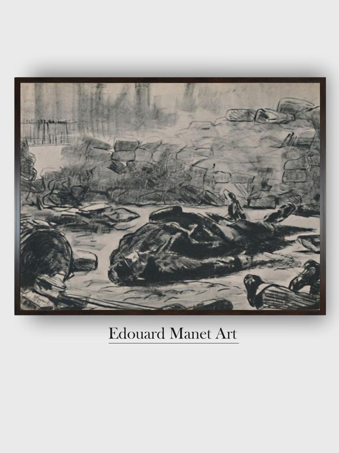

The Art House Grey & Black The Barricade Wooden Framed Canvas Painting Wall Art