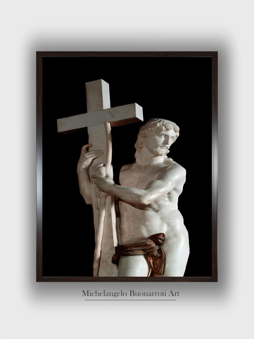 

The Art House Black & White Christ Redeemer with the Cross Wooden Framed Painting Wall Art