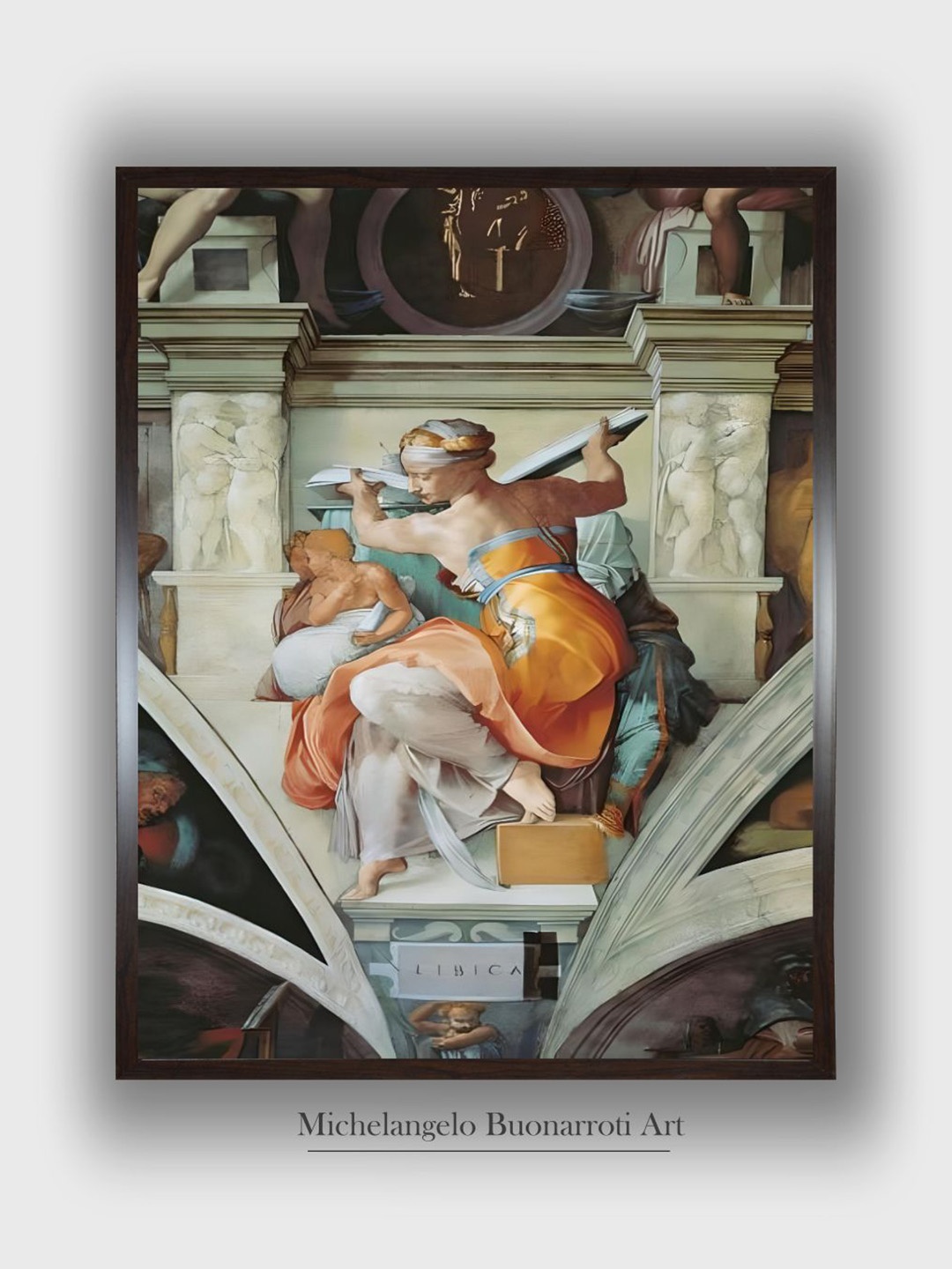 

The Art House Orange & Cream Sistine Chapel Ceiling Wooden Framed Canvas Painting Wall Art