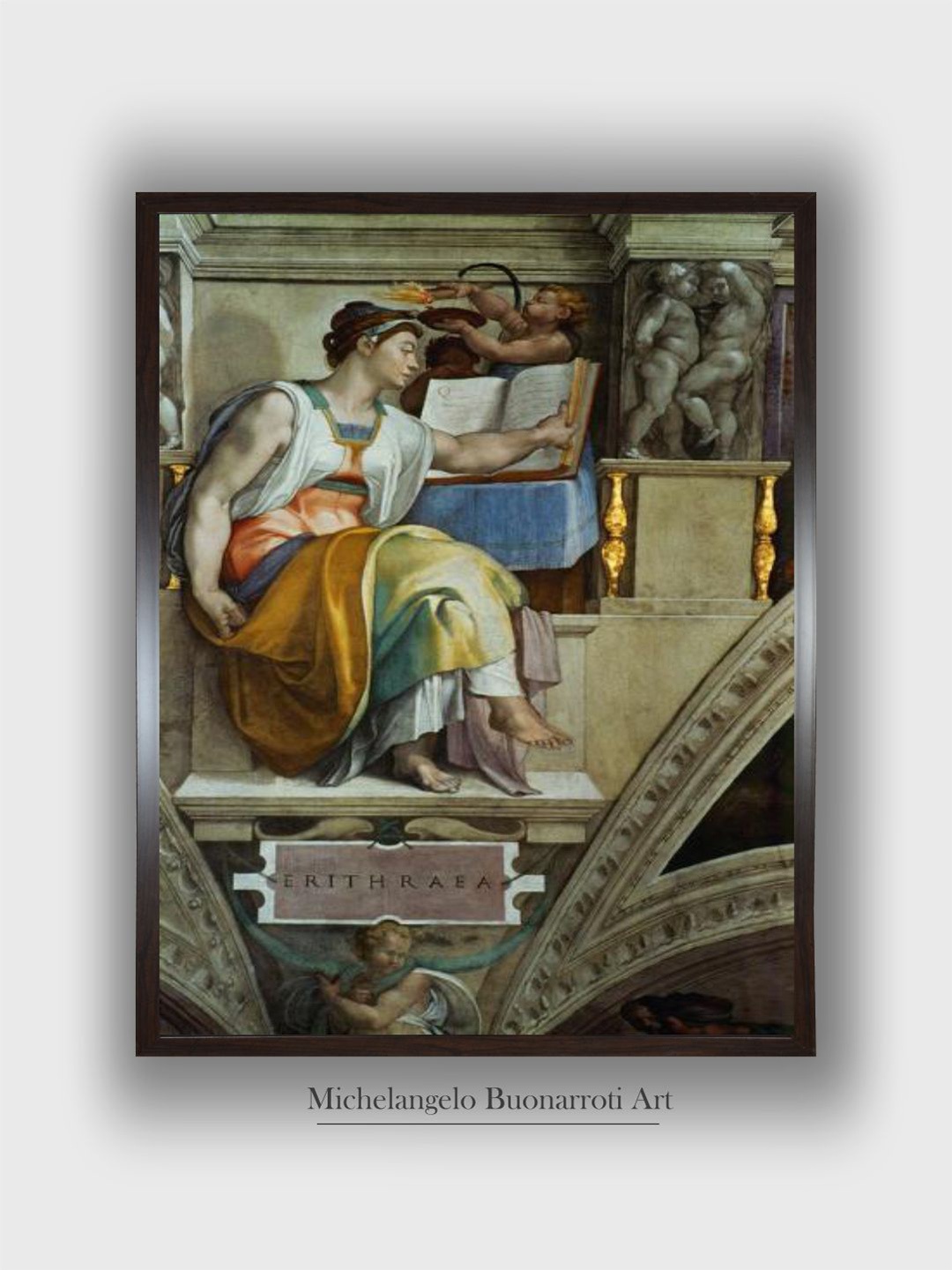 

The Art House Cream-Coloured & Blue The Sistine Chapel Wooden Framed Painting Wall Art