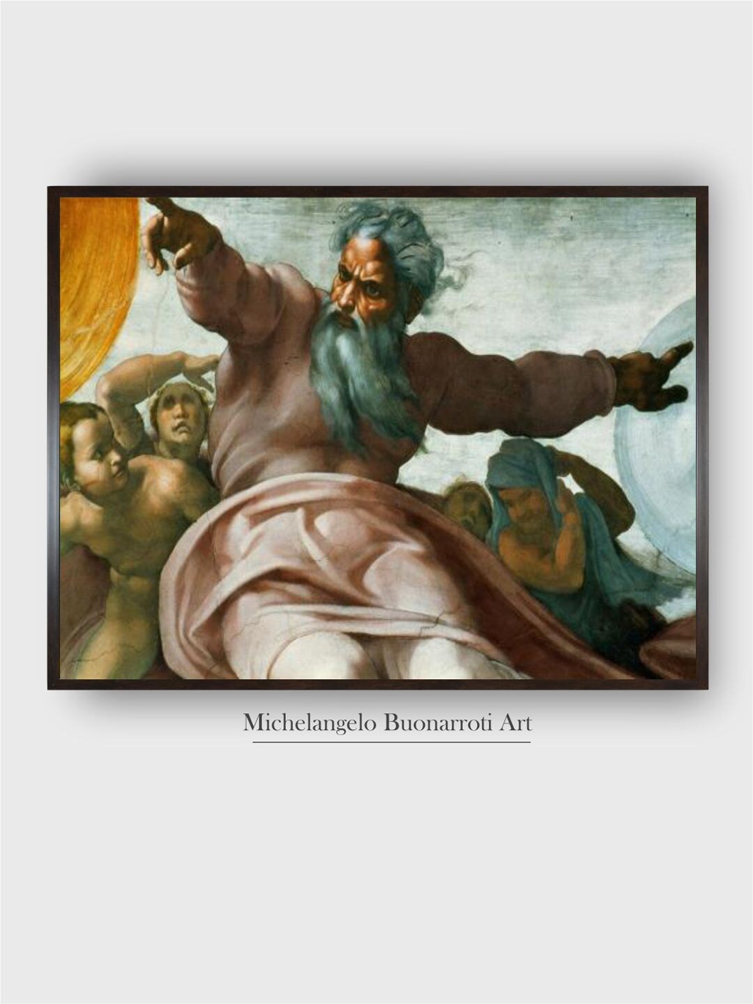 

The Art House Blue & Brown The Sistine Chapel Wooden Framed Canvas Painting Wall Art