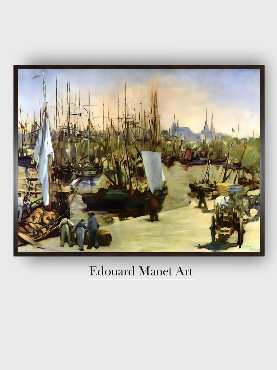 

The Art House Green & Blue Port of Bordeaux Wooden Framed Painting Wall Art