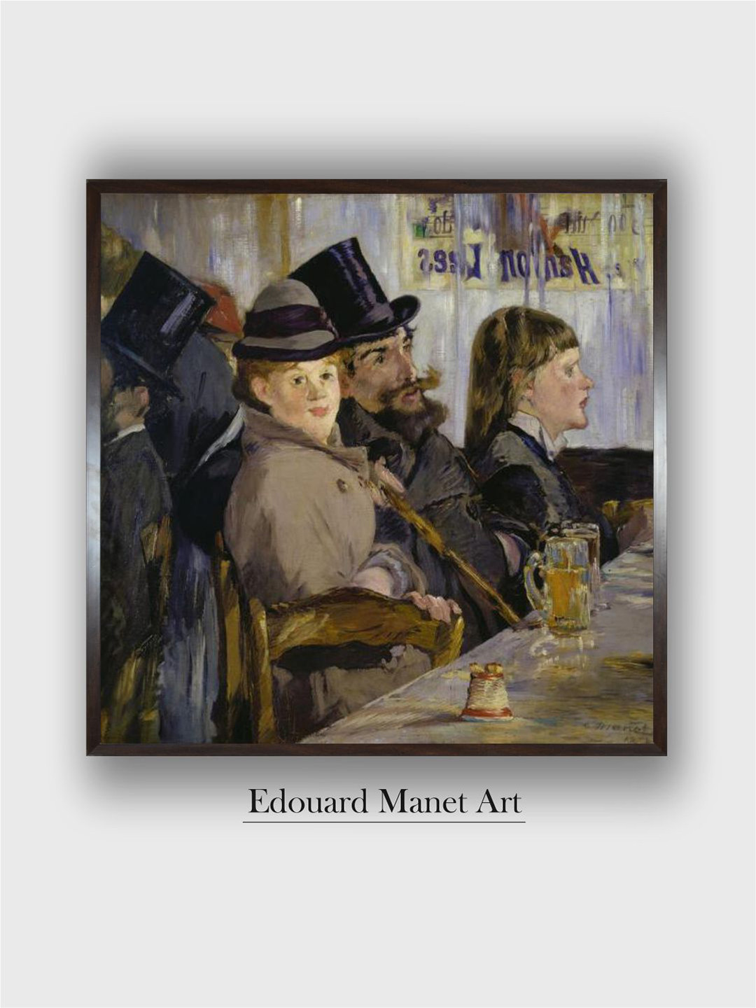 

The Art House Black & Blue At the Cafe Wooden Framed Painting Wall Art