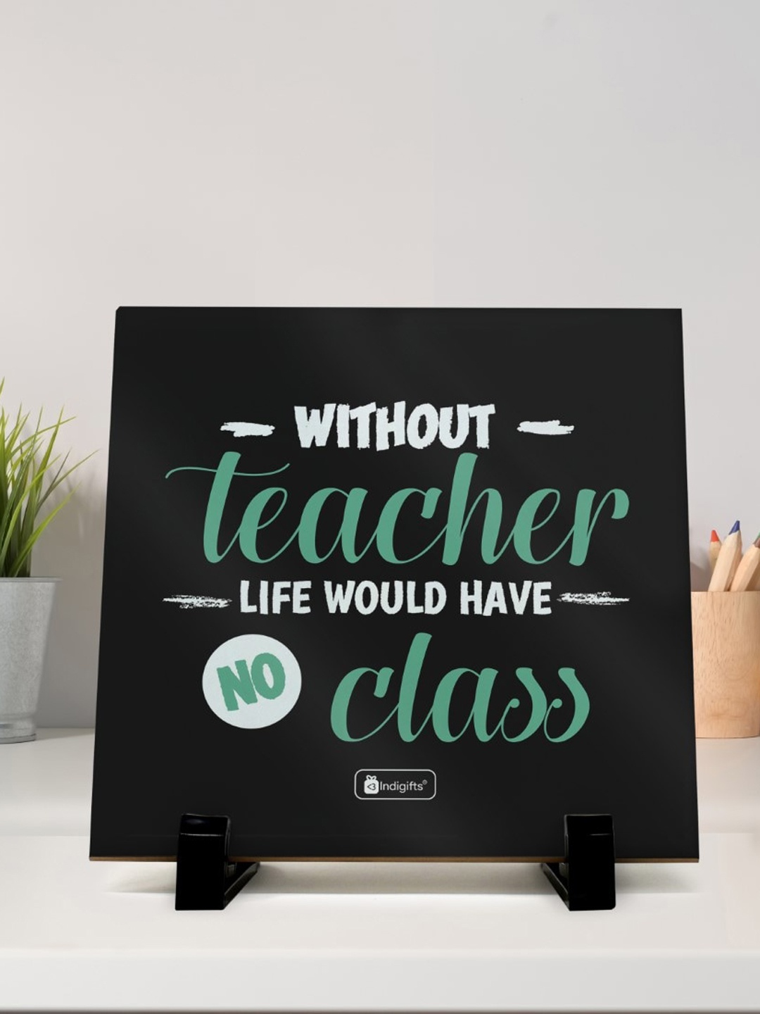 

Indigifts Black & White Farewell Gift for Teachers Printed Ceramic Tile Showpiece