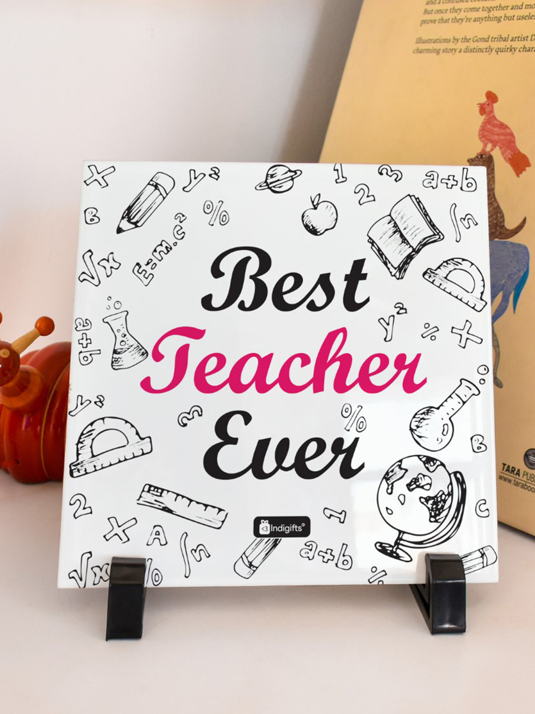 

Indigifts White & Black Farewell Gift for Teachers Printed Ceramic Showpiece