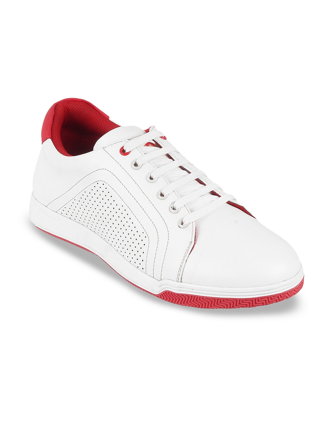 

Metro Men Perforated Round Toe Lace Up Sneakers, White