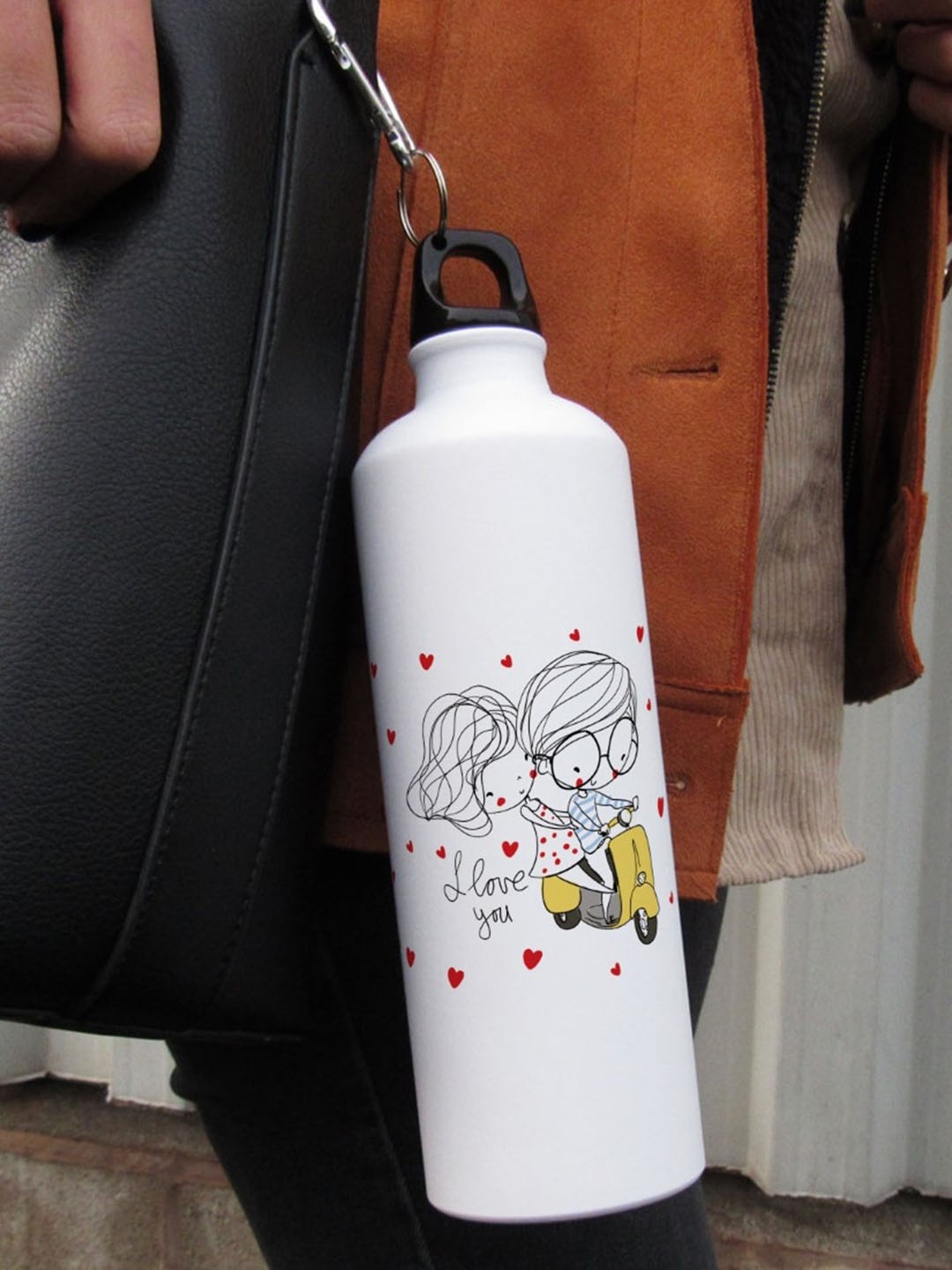 

Indigifts White Printed Aluminium Flask Water Bottle 750 ml