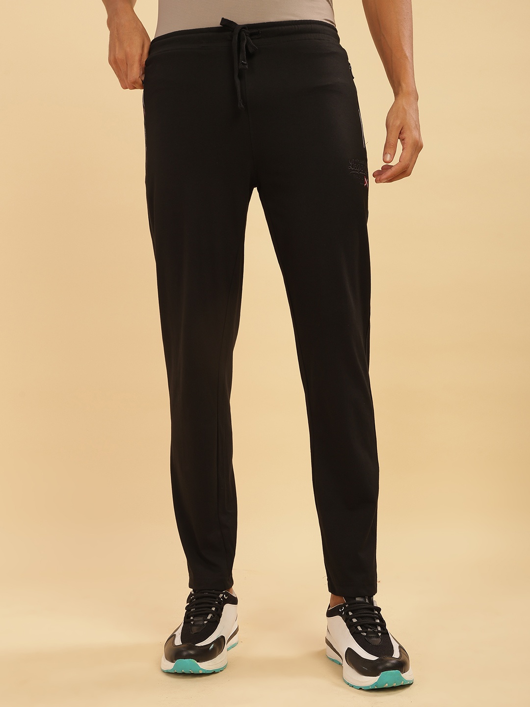 

Force NXT Men Cotton Mid Rise Track Pants, Black