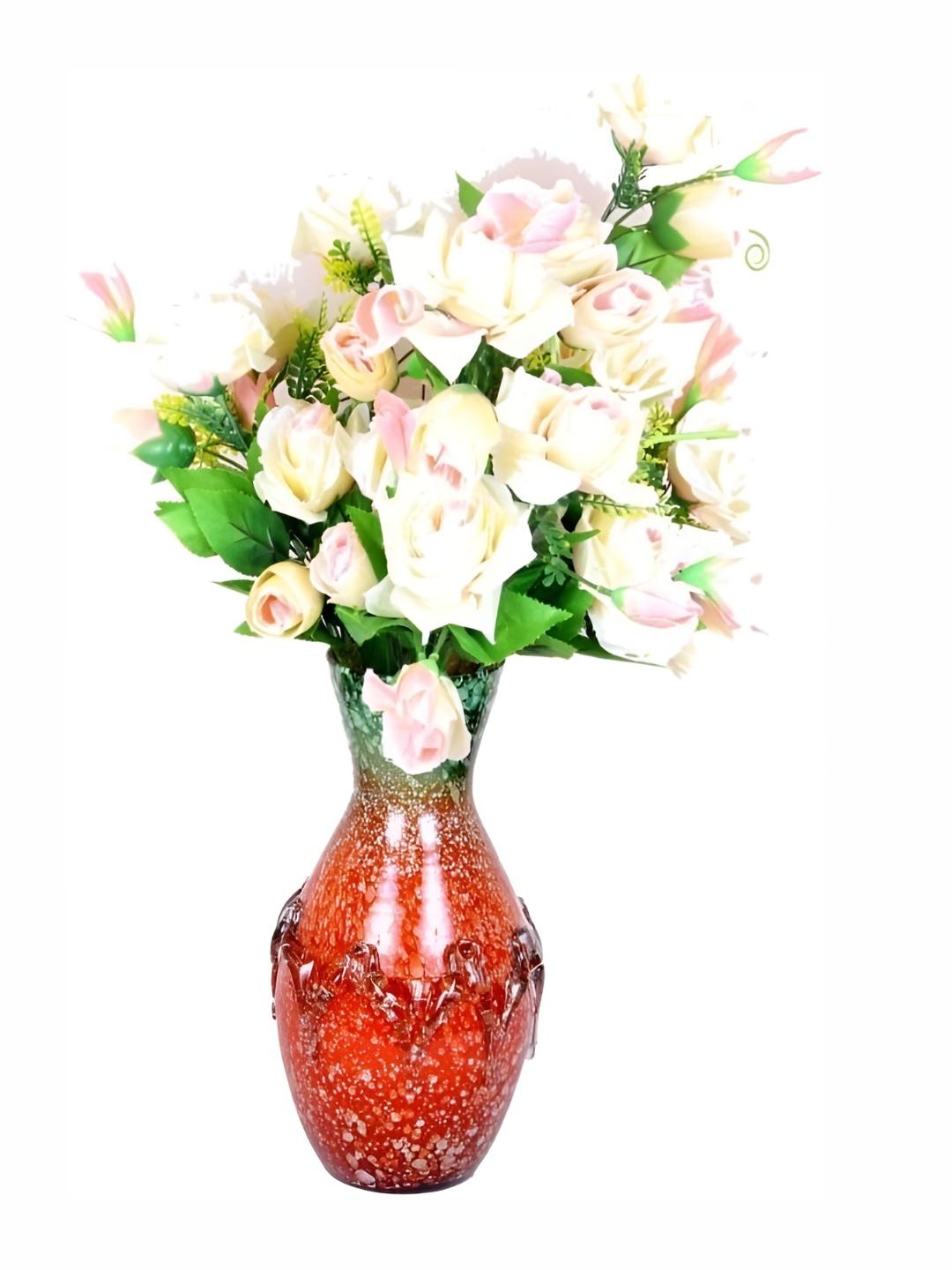 

Afast Orange Coloured & Green Glass Flower Vase
