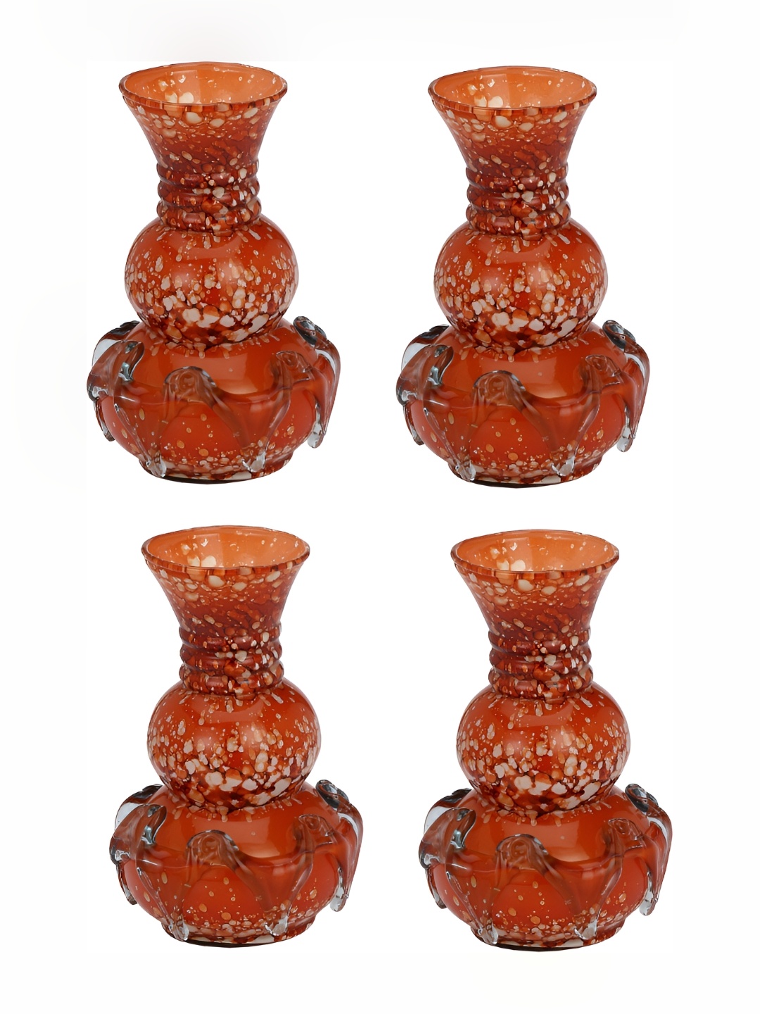 

Afast Orange & Peach Coloured 4 Pcs Printed Glass Flower Vases
