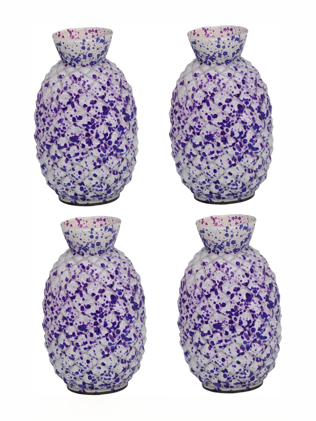 

Afast 4 Pcs White & Purple Printed Glass Flower Vases