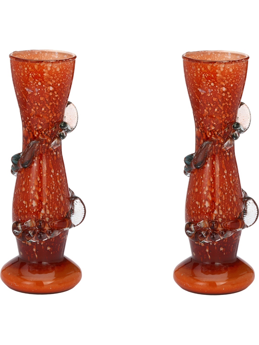 

Afast 2 Pcs Textured Glass Flower Vase, Orange